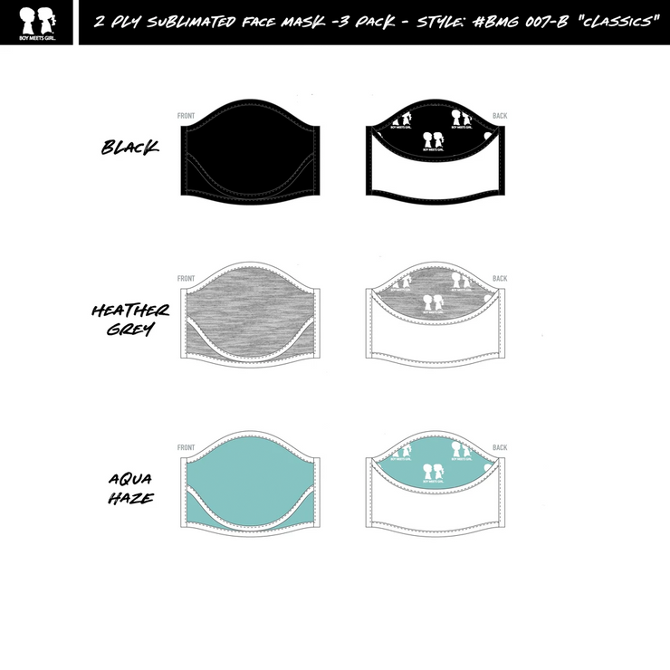 BOY MEETS GIRL® Classics Drinking Mask 3-Pack