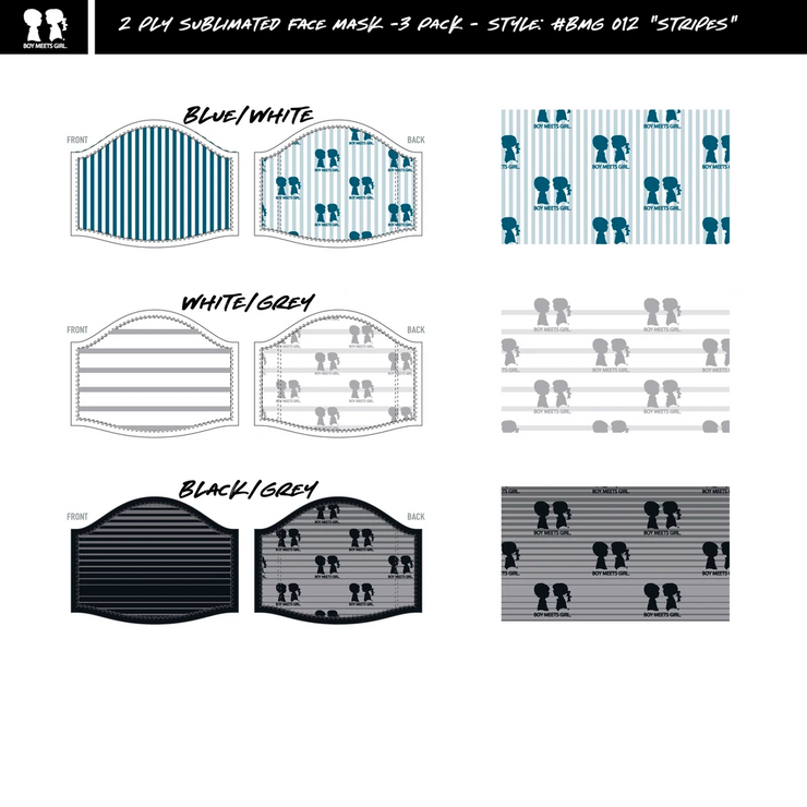BOY MEETS GIRL® Stripes Mask 3-Pack