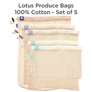 Lotus Produce Bags - 100% Organic Cotton - Set of 5