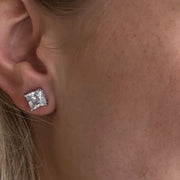 Glamour 1 1/4 Carat Square Cut CZ Stud Earring