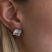 Glamour 5 Carat Square Cut CZ Stud Earring