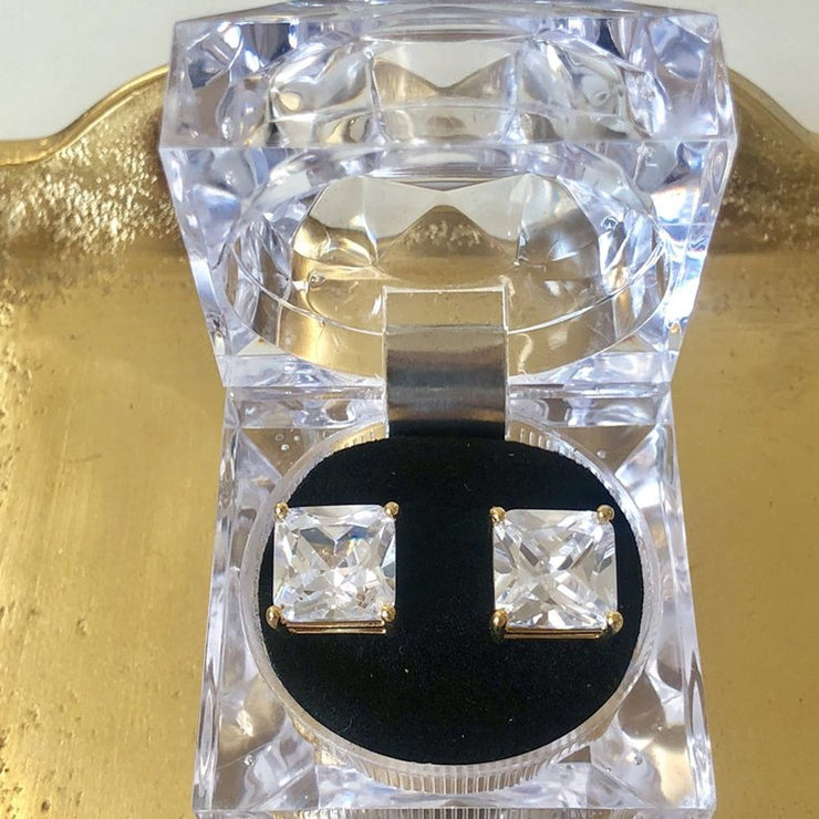 Glamour 5 Carat Square Cut CZ Stud Earring