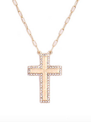 Matte Finish Crystal Cross Necklace