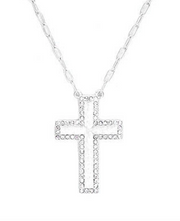 Matte Finish Crystal Cross Necklace