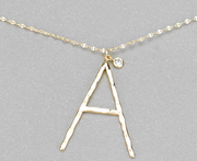 Hammered Long Initial Necklace