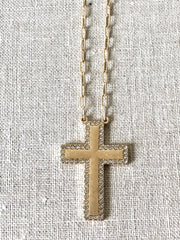 Matte Finish Crystal Cross Necklace