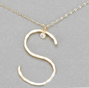 Hammered Long Initial Necklace
