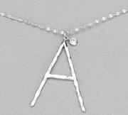 Hammered Long Initial Necklace