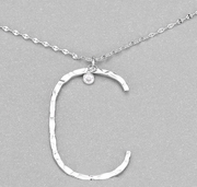Hammered Long Initial Necklace