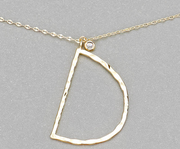 Hammered Long Initial Necklace