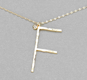 Hammered Long Initial Necklace