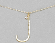 Hammered Long Initial Necklace