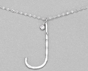 Hammered Long Initial Necklace