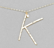 Hammered Long Initial Necklace