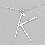 Hammered Long Initial Necklace
