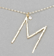 Hammered Long Initial Necklace