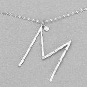 Hammered Long Initial Necklace