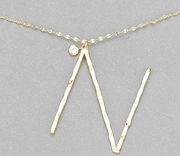 Hammered Long Initial Necklace