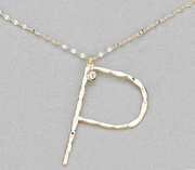 Hammered Long Initial Necklace