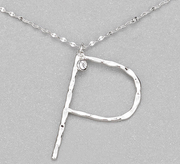 Hammered Long Initial Necklace