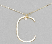 Hammered Long Initial Necklace