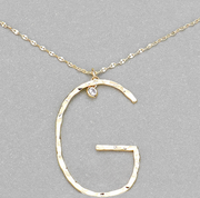 Hammered Long Initial Necklace