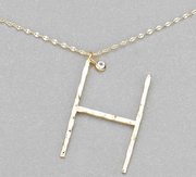 Hammered Long Initial Necklace