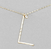 Hammered Long Initial Necklace