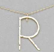 Hammered Long Initial Necklace