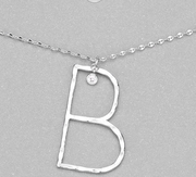 Hammered Long Initial Necklace