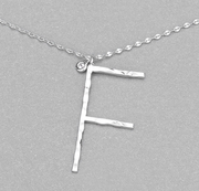 Hammered Long Initial Necklace