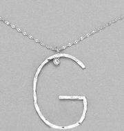 Hammered Long Initial Necklace
