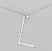 Hammered Long Initial Necklace