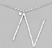 Hammered Long Initial Necklace