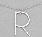 Hammered Long Initial Necklace