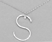 Hammered Long Initial Necklace
